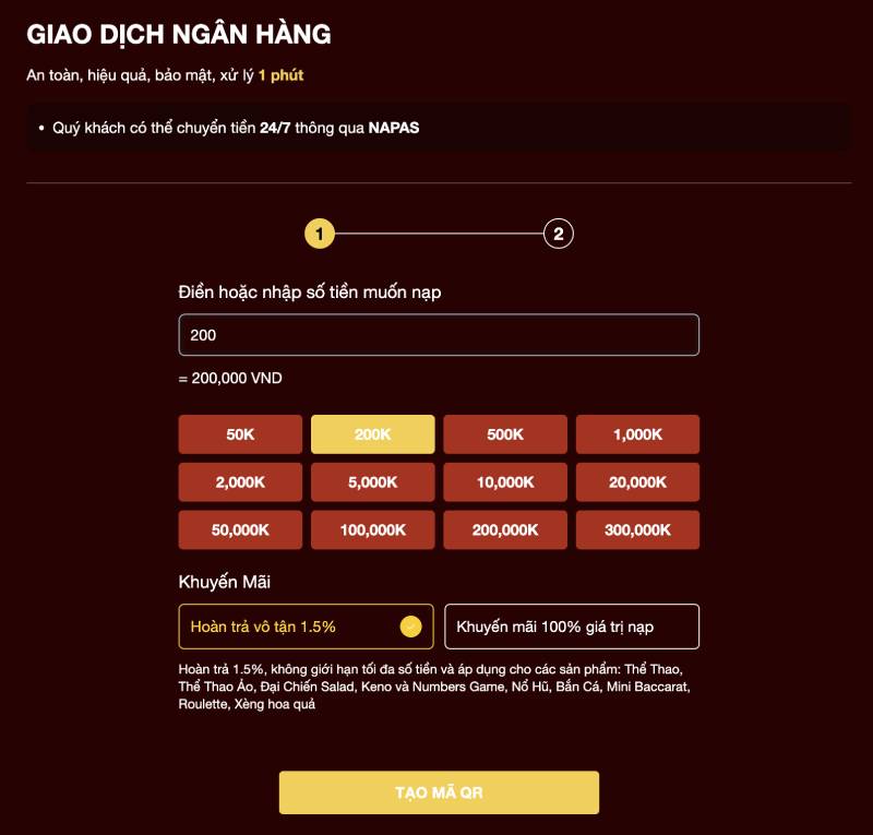Chon Ngan Hang va Dien So Tien Can Nap